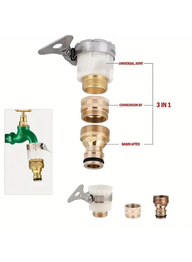 Multi Functional 3 In 1 Faucet Adapter Kit Set For RV Kitchen Bathroom Garden Hose - Image 1